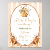 Little Pumpkin Fall Floral Baby Shower Welcome Poster (Voorkant)