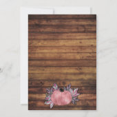 Little Pumpkin Fall Leaves Pink Wood Baby shower Kaart (Achterkant)