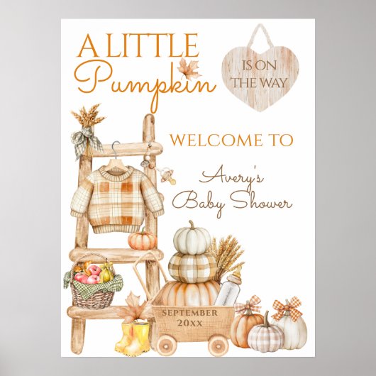 Little Pumpkin Fall Locally Grown Baby Shower Poster (Voorkant)