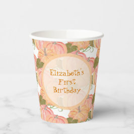 Little Pumpkin First Birthday Aangepaste naam Papieren Bekers