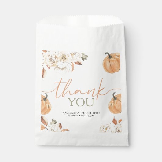 Little Pumpkin First Birthday Bedankzakje (Voorkant)