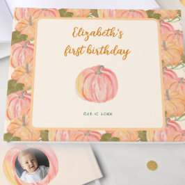 Little Pumpkin First Birthday Custom Photo Gastenboek