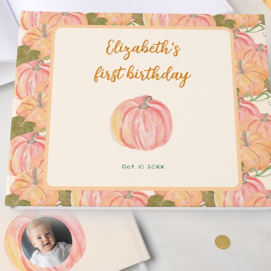 Little Pumpkin First Birthday Custom Photo Gastenboek