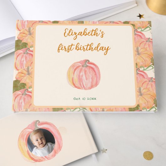 Little Pumpkin First Birthday Custom Photo Gastenboek