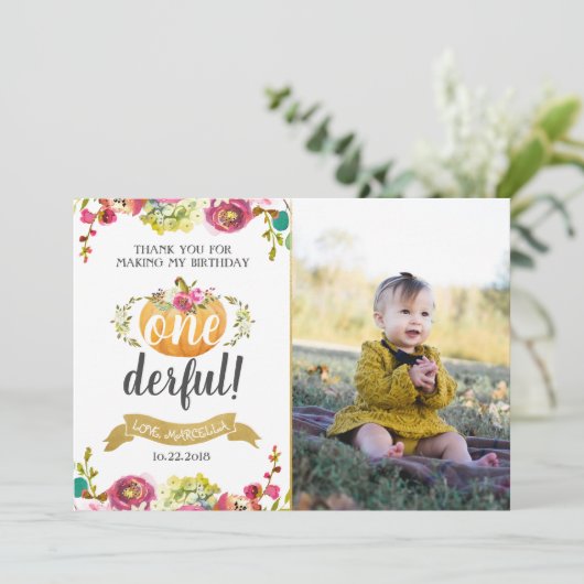 Little Pumpkin First Birthday Dank u voor uw uitno Kaart (Staand voorkant)