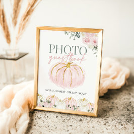 Little Pumpkin First Birthday Gastboek Teken Poster