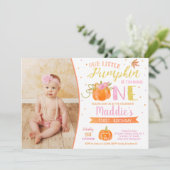 Little Pumpkin First Birthday Herfst Kaart (Staand voorkant)