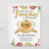Little Pumpkin First Birthday Invitation Kaart (Voorkant)