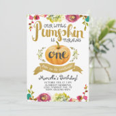 Little Pumpkin First Birthday Invitation Kaart (Staand voorkant)
