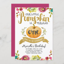 Little Pumpkin First Birthday Invitation