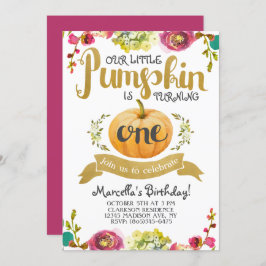 Little Pumpkin First Birthday Invitation Kaart
