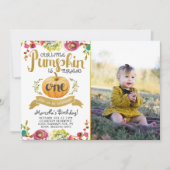 Little Pumpkin First Birthday Invitation Kaart (Voorkant)