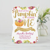 Little Pumpkin First Birthday Invitation Kaart (Staand voorkant)