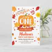 Little Pumpkin First Birthday Invitation Kaart (Staand voorkant)