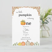 Little Pumpkin First Birthday Invitation Kaart (Staand voorkant)