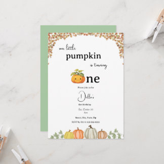 Little Pumpkin First Birthday Invitation Kaart