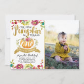 Little Pumpkin First Birthday Invitation Kaart (Voorkant)