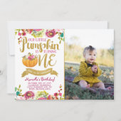 Little Pumpkin First Birthday Invitation Kaart (Voorkant)