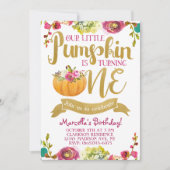 Little Pumpkin First Birthday Invitation Kaart (Voorkant)