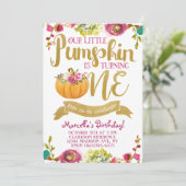 Little Pumpkin First Birthday Invitation Kaart (Staand voorkant)