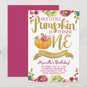 Little Pumpkin First Birthday Invitation Kaart (Voorkant / Achterkant)