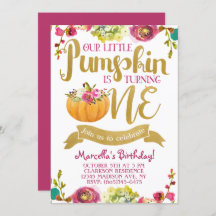 Little Pumpkin First Birthday Invitation