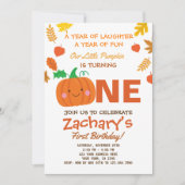 Little Pumpkin First Birthday Invitation Kaart (Voorkant)