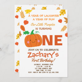 Little Pumpkin First Birthday Invitation Kaart
