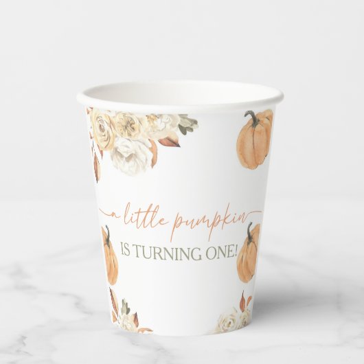 Little Pumpkin First Birthday Papieren Bekers (Voorkant)