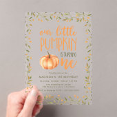 Little Pumpkin First Birthday Party Acryl Uitnodigingen (Insitu (Draagbaar))