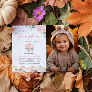 Little Pumpkin First Birthday Party Foto Kaart
