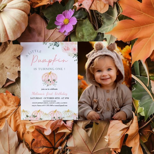 Little Pumpkin First Birthday Party Foto Kaart