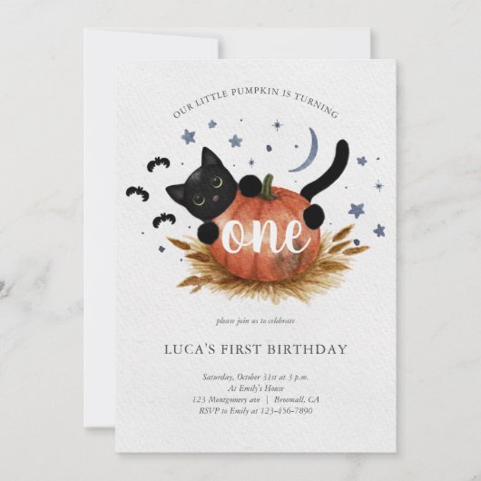 Little Pumpkin First Birthday Party Invitation Kaart (Voorkant)