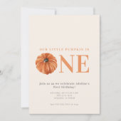 Little Pumpkin First Birthday Party Invitation Kaart (Voorkant)