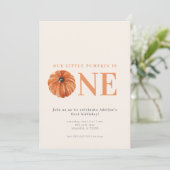 Little Pumpkin First Birthday Party Invitation Kaart (Staand voorkant)