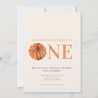 Little Pumpkin First Birthday Party Invitation Kaart