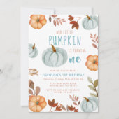 Little Pumpkin First Birthday Party Invitation Kaart (Voorkant)