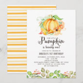 Little Pumpkin First Birthday Party Kaart (Voorkant / Achterkant)