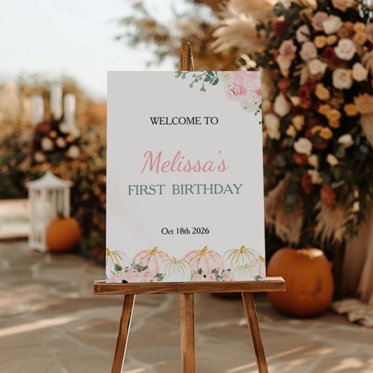 Little Pumpkin First Birthday Party Welkomstbord Poster