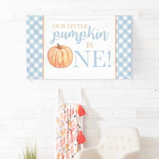 Little Pumpkin First Birthday Pastel Blue Spandoek (Insitu)
