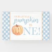 Little Pumpkin First Birthday Pastel Blue Spandoek (Horizontaal)