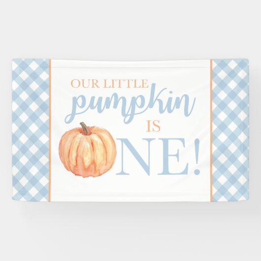 Little Pumpkin First Birthday Pastel Blue Spandoek (Horizontaal)