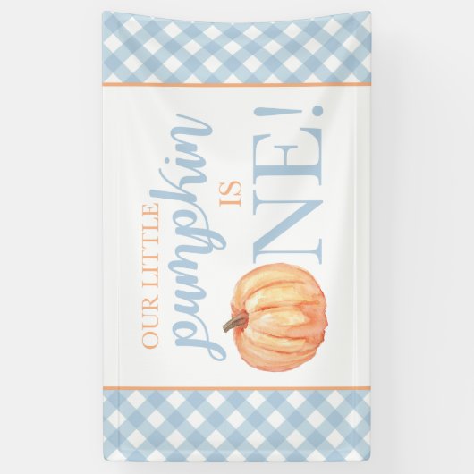 Little Pumpkin First Birthday Pastel Blue Spandoek (Verticaal)