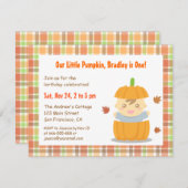 Little Pumpkin First Thanksgiving Birthday Party Kaart (Voorkant / Achterkant)