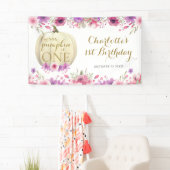 Little Pumpkin Floral 1e verjaardagsfeestje Spandoek (Insitu)