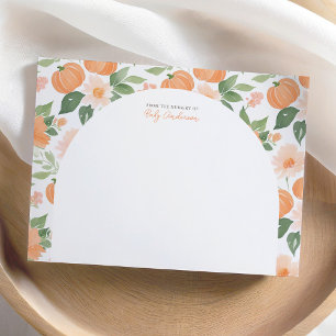 Little Pumpkin Floral Baby shower Dank u kaart