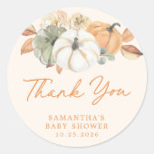 Little Pumpkin Floral Baby shower Dank u voor uw p Ronde Sticker (Voorkant)