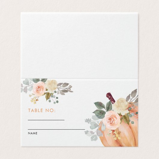 Little Pumpkin Floral Baby shower Tafelnummer (Buitenkant ongevouwen)