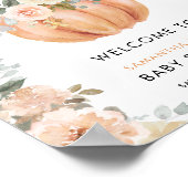Little Pumpkin Floral Baby Shower Welcome Sign Poster (Hoek)
