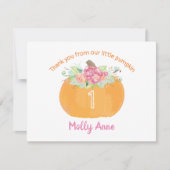 Little Pumpkin Floral Birthday Girl Herfst Bedankt (Voorkant)